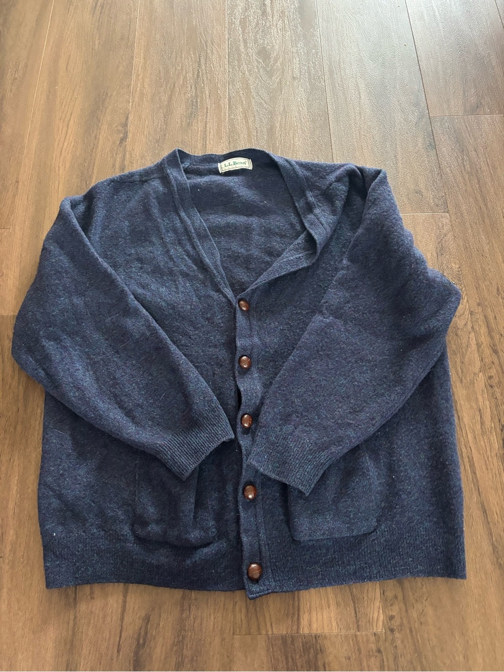 L.L. Bean women’s Navy Wool-Blend Cardigan Sweater